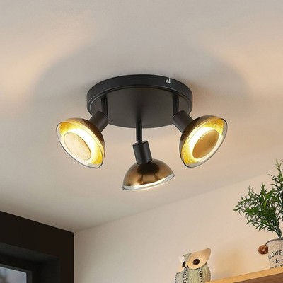 Lindby Strahler 'Erin' in Schwarz aus Metall (3 flammig, GU10, ) - Deckenlampe,