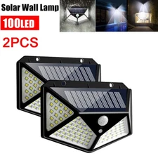 100LED Solar Wall Lights PIR Motion Sensor Outdoor Garden Security Lamp Lighting
