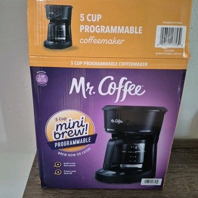 Mr. Coffee Mini Brew 5-Cup Programmable Grab-a-Cup Auto Pause Coffee Maker