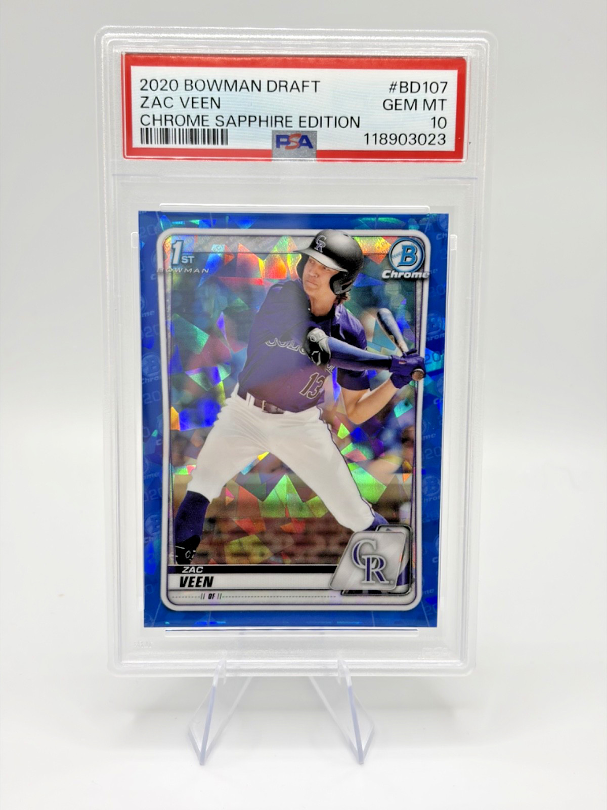 2020 Bowman 1st Sapphire Draft #BD107 Zac Veen PSA 10