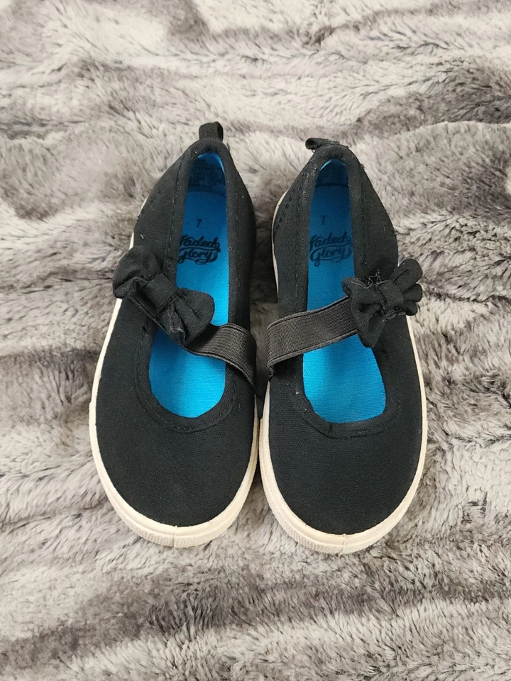 Zapatillas deportivas descoloridas Glory para niñas pequeñas azules lisas con correa elástica talla 7 Foto 4 de 4