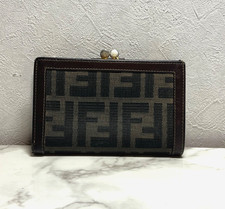 FENDI Brown Zucca  Kiss Lock canvas Leather B...