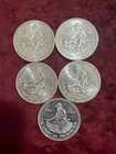 Lot (5) 1982 & 2025 Engelhard American Prospector 1 oz 999 Fine Silver Rounds