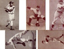 5 MLB Baseball  Arcade Cards 1950s Snuffy Stirnweiss, Sam Jethro,Walter Evers ++