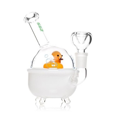 Hemper Yellow Ducky Bong Water Pipe 6'' x 3'' White Tub 14mm Boro Glass