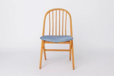 Desk Chair 1960s Germany, Vintage Beech Wood Office Chair, Restored Light Blue - Image 1 of 4