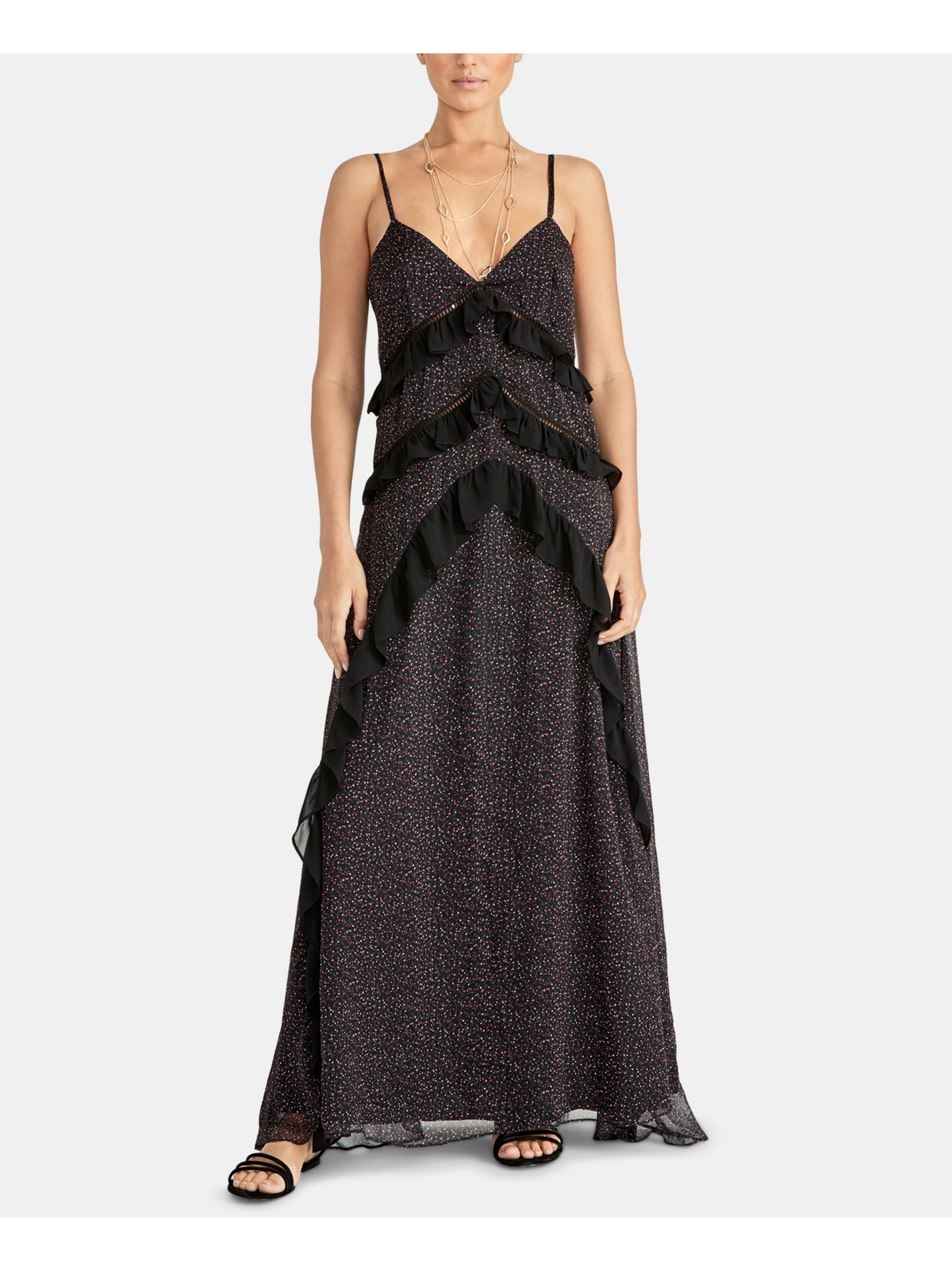 Rachel Roy Black Spaghetti Strap Empire Waist Maxi Dress Size 8