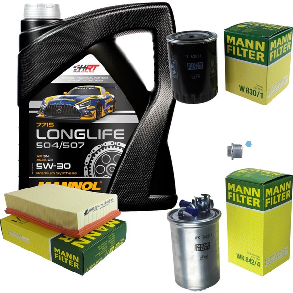 Mann Inspektionspaket 5L Mannol Longlife 504/507 5W-30 FüR Seat Toledo I 1.9 Tdi-image