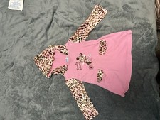 Disney Minnie Mouse Hooded Pink Long Sleeve Animal Print Dress 24 Months