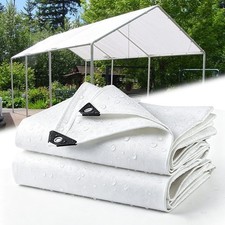 Super Heavy Duty Poly Tarp White 12Mil Waterproof Canopy Cover Tarpaulin