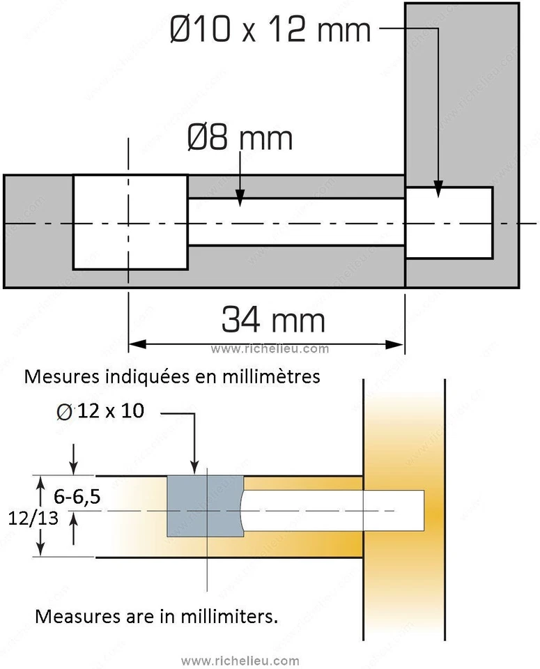 Pacote com 275 porcas de trava de came gire mais rápido conector parafuso cavilha CP5914 T5572ZA 10x8x12mm - Imagem 3 de 4