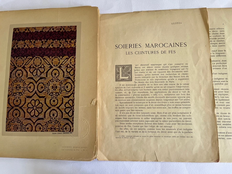 SOIERIES MAROCAINES ~ 50 color plates ~ MOROCCAN SILK, Paris, 1920, rare - Image 3 of 4
