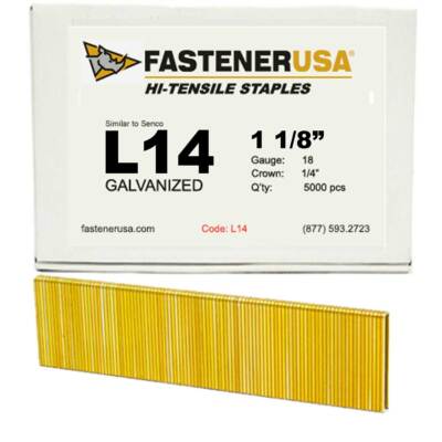 1-1/8'' LEG x 1/4'' CROWN 18GA GALV L14 STAPLES 5,000ct | L14