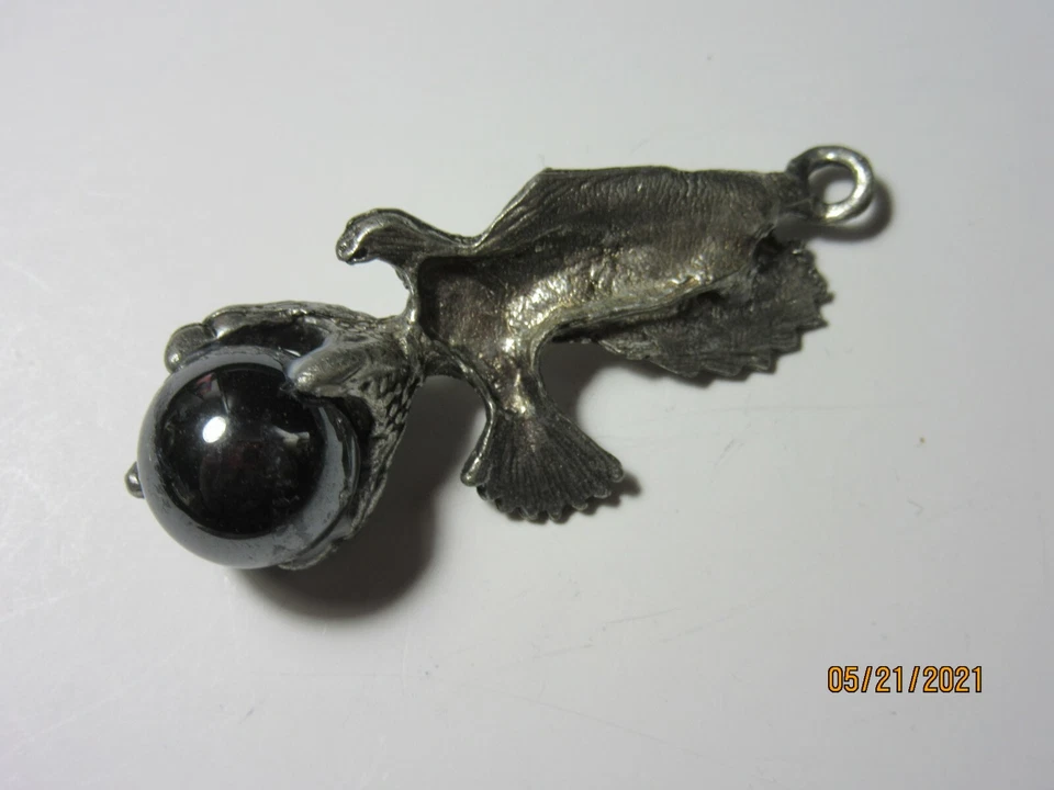Colgante esfera cuarzo hematita garra de águila 1 3/4 pulgadas Foto 4 de 4