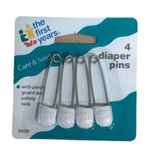 The First Years 4pc White Diaper Pins Stainless Steel VINTAGE 1990's BRAND NEW