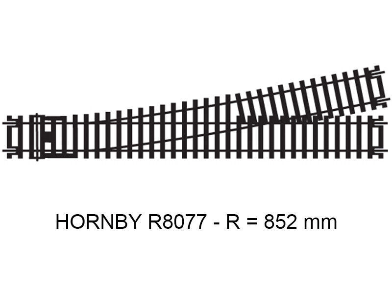 Aiguillage gauche HO 1/87 Hornby R8077 code 100 pour réseau ferroviaire