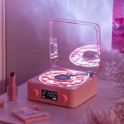 Vinyl Player Bluetooth Speaker with White Noise Turntable Speaker with RGB Light