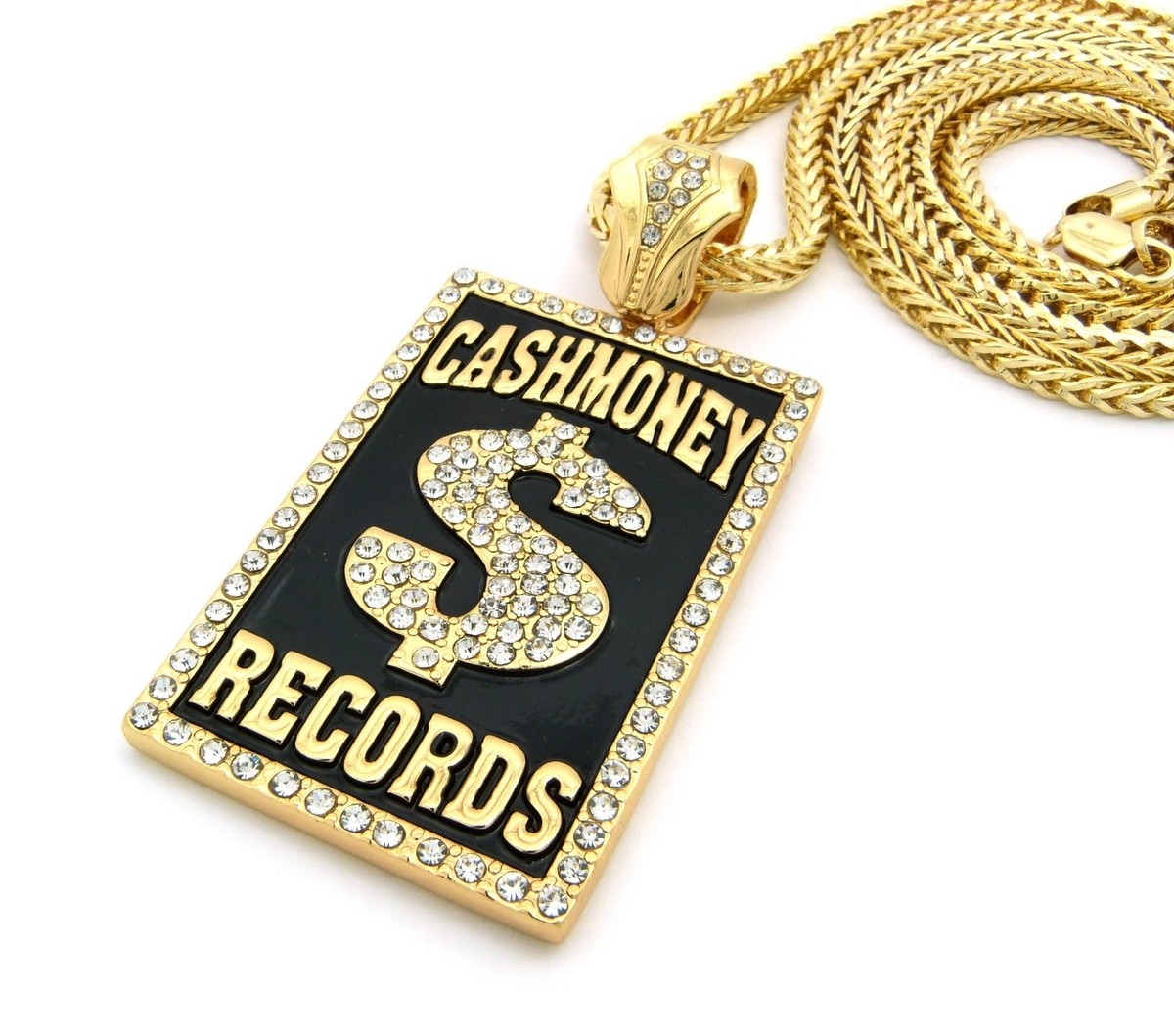 MENS NEW HIP HOP GOLD CASH MONEY RECORDS PENDANT FRANCO CHAIN NECKLACE