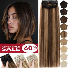 US 100 Real Remy Human Hair Clip In Soft Pad Piece Topper Patch Hair Extensions