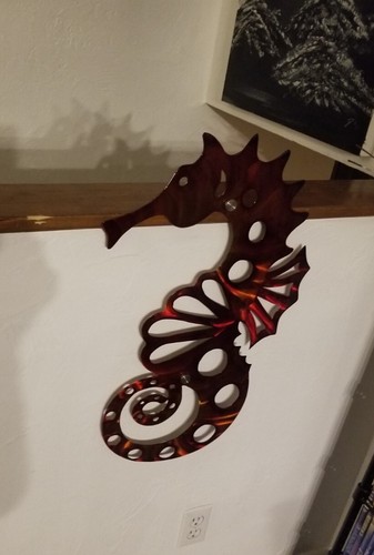 Metal Wall art seahorse abstract home decor deck porch patio bedroom decoration - Picture 2 of 2