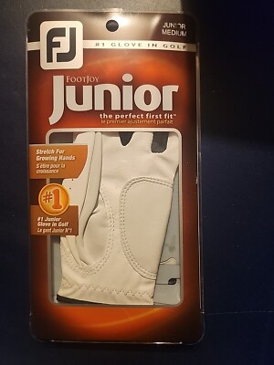 FJ Footjoy JUNIOR The Perfect First Fit White Left Golf Glove Junior Medium NEW
