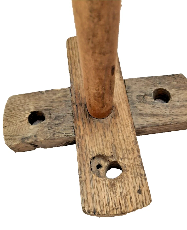 VTG ANTIQUE WOODEN BUTTER CHURN CROCK DASHER PLUNGER STONEWARE MASHER PRIMITIVE - Image 4 of 4