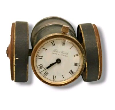 Vintage Table Clock Cannon FAISER WATCH Paperweight Mechanical Repose Mod Rare