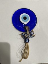 Evil Eye Glass with evil eyes beads Wall Hanging Decoration  4.5" inches