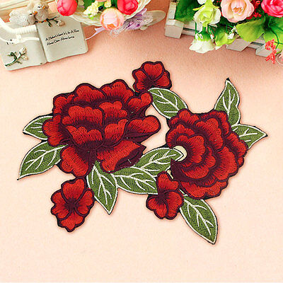 Motif Sew/Iron on Clothing Accessories Embroidered Applique Patch Rose Flower