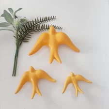 Glazed Yellow Swallows Wall Hanging Decor