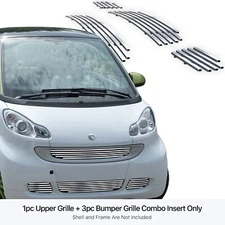 Fits 2008-2012 Smart Fortwo Polished Chrome Grille Grill Billet Insert Combo