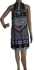Express XS Black Tribal Print Sleeveless Racerback Tank Mock Neck Dress 0-2