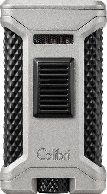 COLIBRI *ASCARI* 3 FLAME JET CIGAR LIGHTER / CHARCOAL / BLACK + CIGAR PUNCH