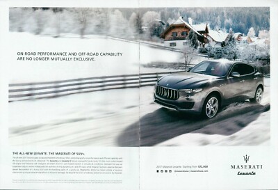 MASERATI Car Magazine Print Ad LEVANTE 2pg VTG 2016