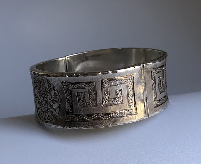 Mecho Mexico 925 Sterling Mayan Aztec Sun Bangle Bracelet 7