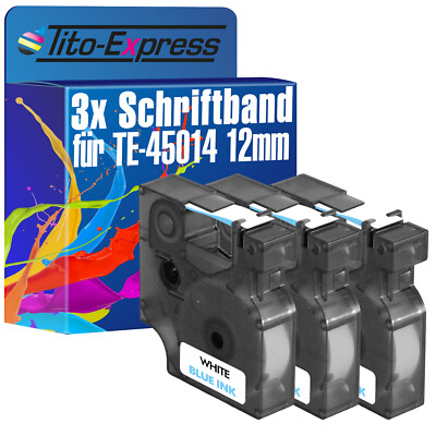3x Schriftband für Dymo 45014 LabelManager 100 120P 150 160 200 450 500TS 350