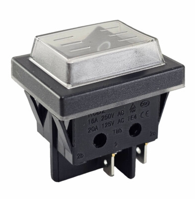 Wippschalter On/Off 4 Pin 16A 250~ rastet, mit Wasserdichte Abdeckung, Schwarz