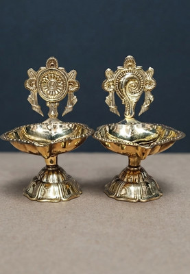 BRASS SHANKU CHAKRA DIYAS