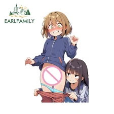 EARLFAMILY 5.1" Anime Girl Car Sticker Storage Flask Artistic Host Toolbox Decal