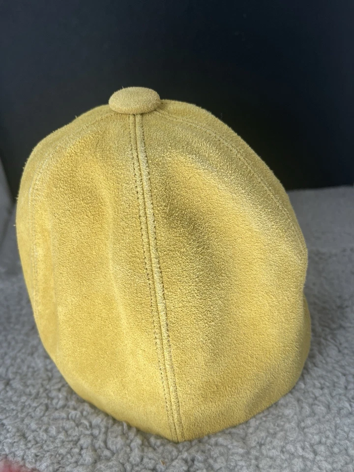 Винтажная замшевая кожаная горчичная кепка Disco Mod 1960-70-е на пуговицах топ маленький - Изображение 4 из 4