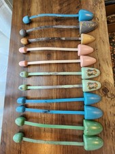 Antique Ladies Shoe Tree Display Props Shapers Stretchers Lot 11 Colorful Wood