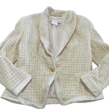 Escada Margaretha Ley Blazer Womens 38 Medium White Tweed Vintage Jacket
