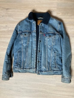 Levis sherpa jacke herren M - Blaues Innenfutter- Jeansjacke wahsed out look