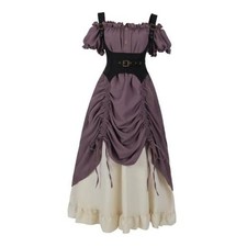 Renaissance Dress Women Medieval Costume Off-Shoulder Pirate Small Purple