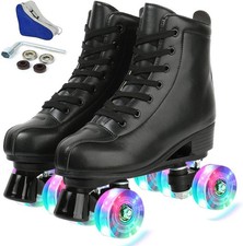 Women's Roller Skates PU Leather High-top Roller Skate Four-Wheel Roller Skate