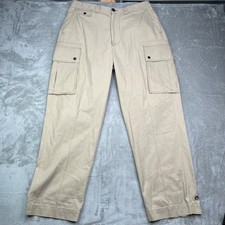 Vintage Polo Ralph Lauren Cargo Pants Mens 36x32 Khaki Relaxed Fit Pockets Twill