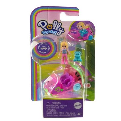 Polly Pocket Pollyville Single Vehicle with Mini Doll and Pet Watermelon