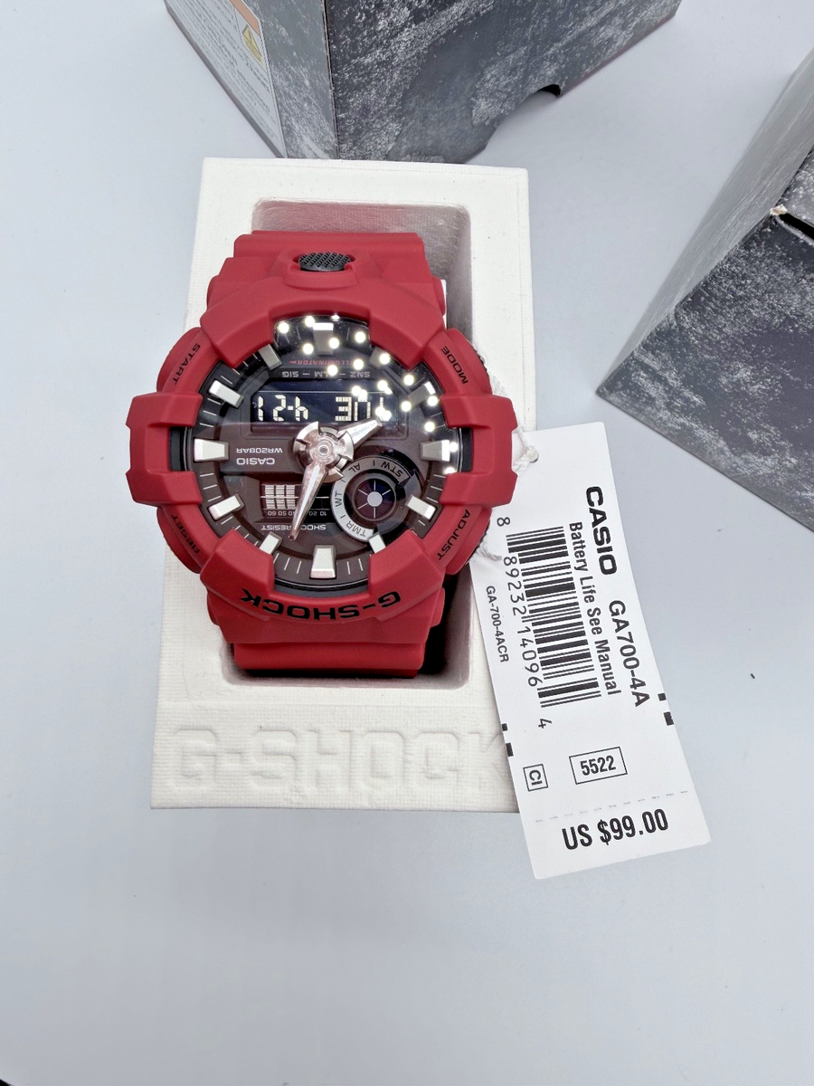 Casio G-Shock GA700-4A Red Wristwatch for Men with Black Dial