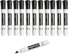 Lowe-Odor Dry Erase Whiteboard Markers, Chisel Tip, Quick-Dry, Black, 12-Pack