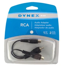 DYNEEX RCA Audio Adapter Y Splitter Cable 1 Male to 2 Female Black NEW
